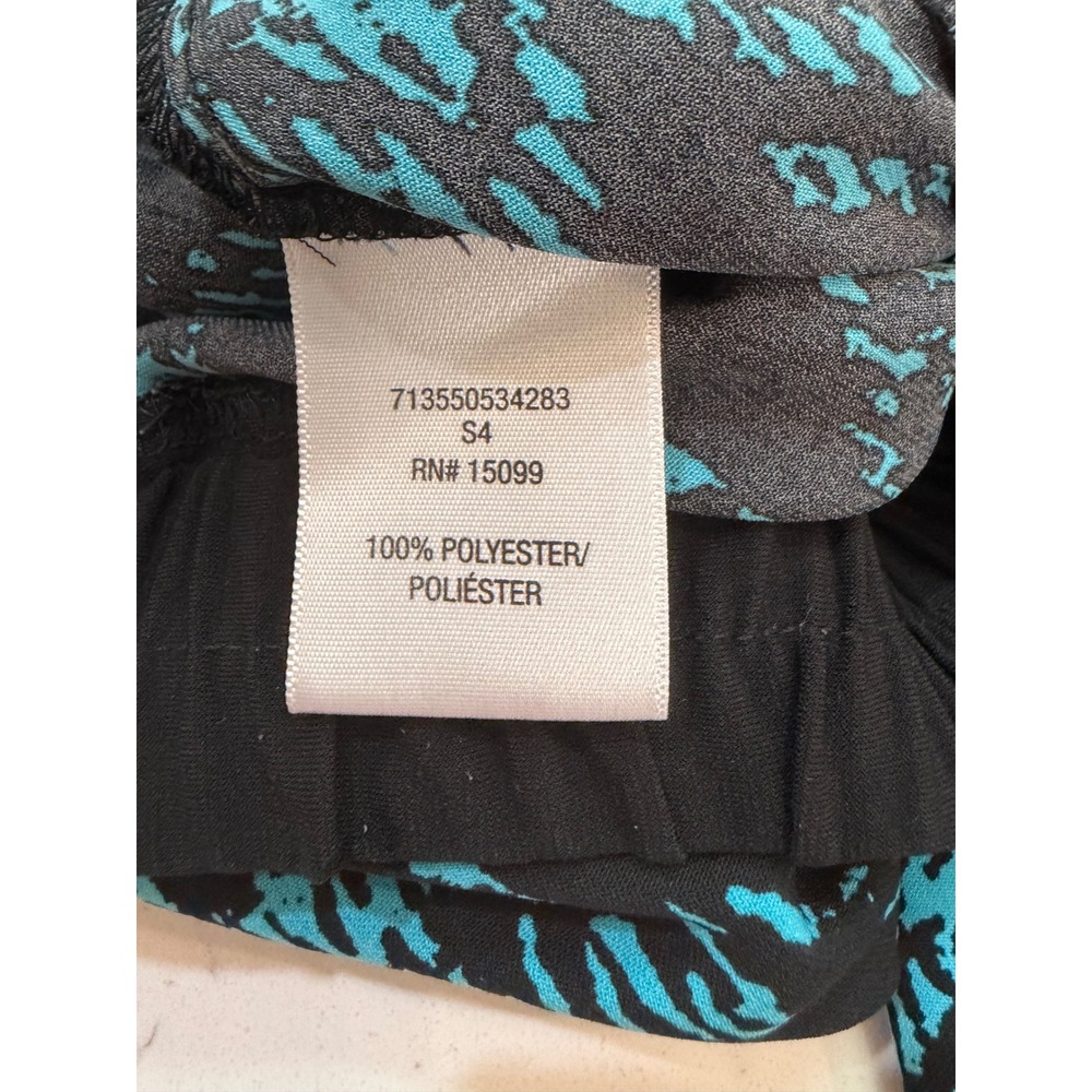 Bongo Womens Jogger Pants Large Black Teal Blue Abstract Print Zippers no pocket - Picture 6 of 8